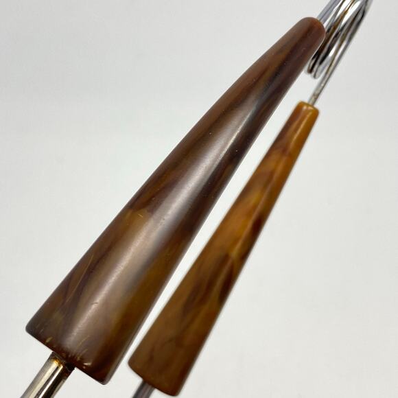 Vintage Faux Horn Butterscotch Handle Ice Olive Cherry Tongs MCM Barware Utensil - Picture 5 of 7